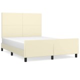 Cumpara ieftin Cadru de pat cu tablie, crem, 140x200 cm, piele ecologica