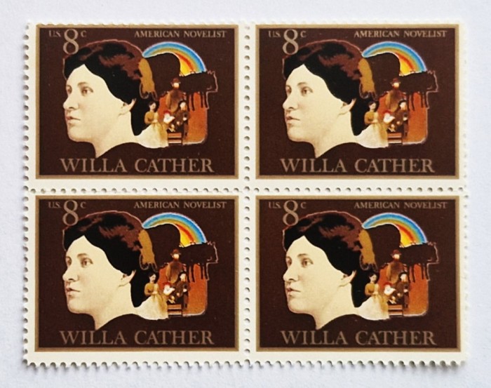 4 timbre Statele Unite bloc de 4 val. MNH 1973 WILLA CATHER 8 cents _ Scott 1487