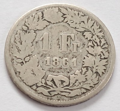 Elvetia , 1 Franc 1861, argint foto