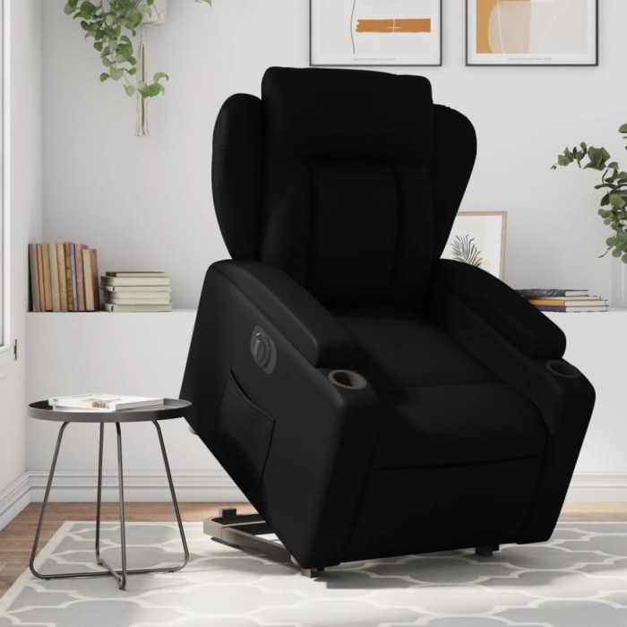vidaXL Fotoliu rabatabil electric cu ridicare, negru, piele ecologică 3204558
