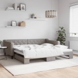 Cumpara ieftin Pat de zi cu extensie, gri taupe, 100x200 cm, textil