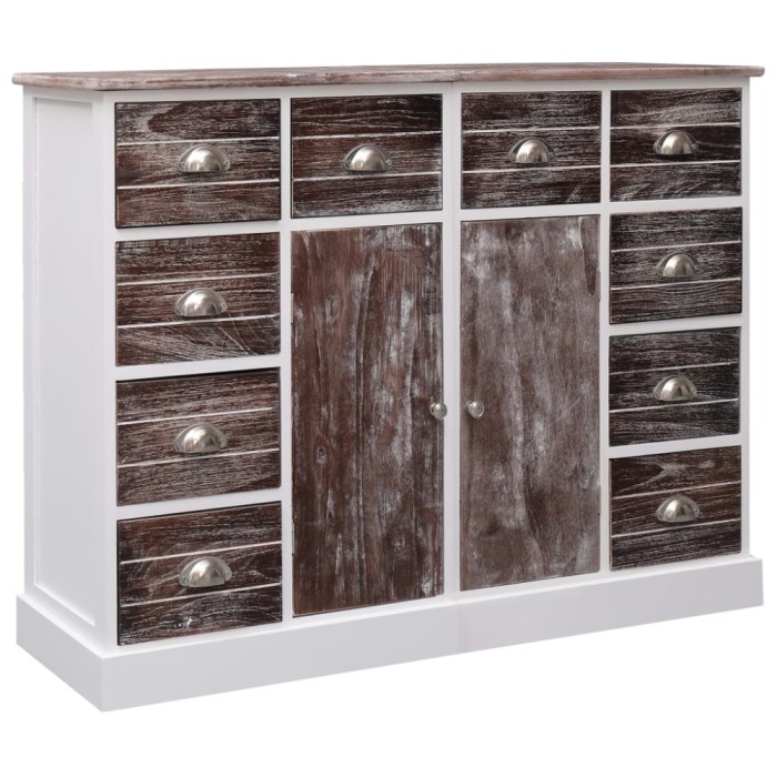 vidaXL Servantă cu 10 sertare, maro, 113 x 30 x 79 cm, lemn