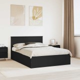 vidaXL Cadru de pat cu headboard Negru 160 x 200 cm Lemn compozit 3408649