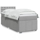 Cumpara ieftin Pat box spring cu saltea, gri deschis, 90x190 cm, textil