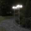Set 2 Lampi Exterioare Podea Gossi Argintii 215cm Otel Inox IP44 E27 Max 60W