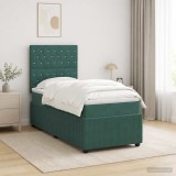 Cumpara ieftin Pat cu arcuri LED si saltea Verde inchis 90 x 200 cm Catifea