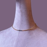 Colier la baza gatului cu pirita si margele gelben-auriu din sticla - Prosperitate