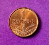 Portugalia 1 Escudo 1972 _ km # 597 _ moneda din bronz _ necirculata UNC _ tiraj mic