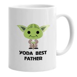 Cana alba personalizata &quot;Yoda best father&quot;, INOVATIX&reg;. 330ml