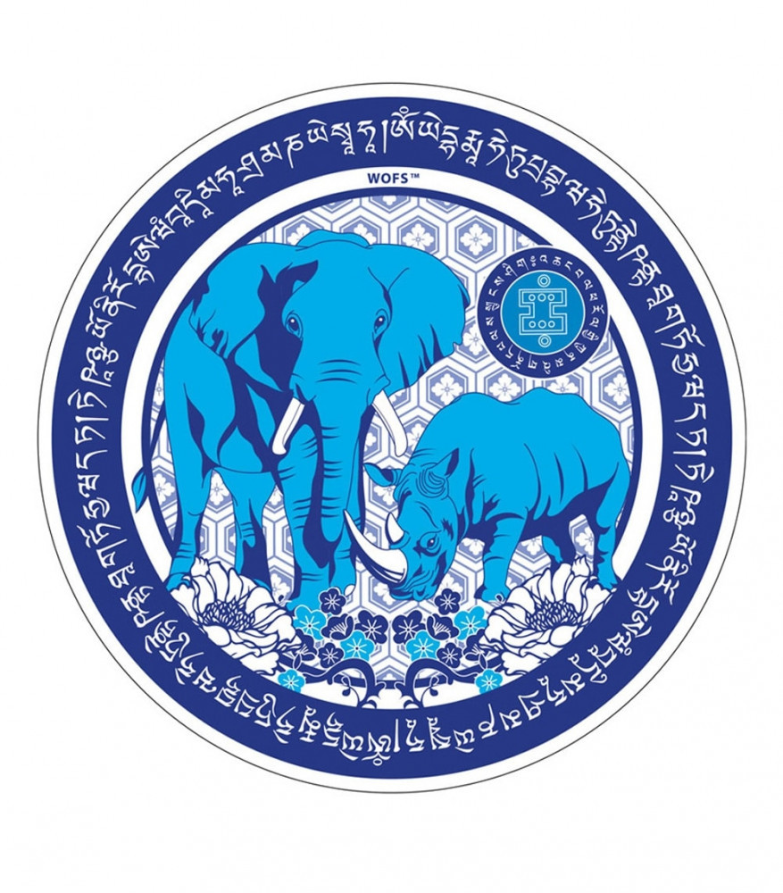 Abtibild sticker cu Elefant si Rinocer albastri &#8211; mare | Okazii.ro