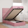 VidaXL Cadru de pat otoman cu saltele, catifea roz 90x190cm 3314221