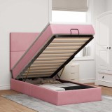 vidaXL Cadru de pat otoman cu saltele, catifea roz 90x190cm 3314221