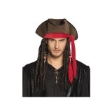 Pălărie Pirate Jack cu păr și bandana rosie