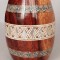 Pahar decorativ din abanos lucrat manual, model aborigen tip butoias cu sidef