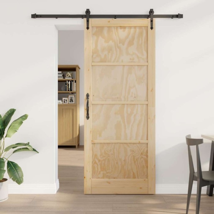 vidaXL Ușă glisantă Manual Natural și negru 86 x 211 cm