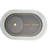 Covoras de Baie Antiderapant, Substrat absorbant, Uscare rapida, Oval, 80 x 47 cm, Gri, TopBazar