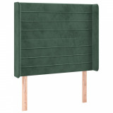 Tăblie pat cu aripioare verde &icirc;nchis 83x16x118/128 cm catifea
