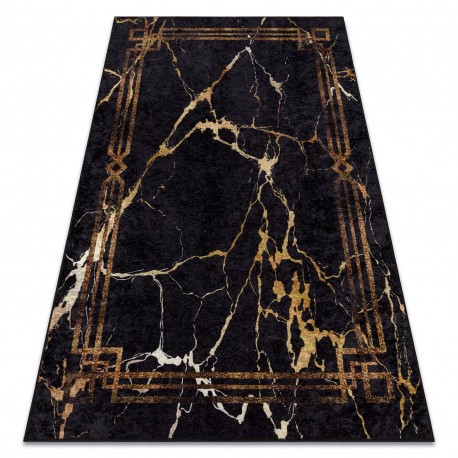 MIRO 51333.801 covor lavabil Marmură, cadru anti-alunecare - negru / aur, 160x220 cm