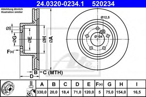 Disc frana BMW X3 (F25) (2010 - 2016) ATE 24.0320-0234.1