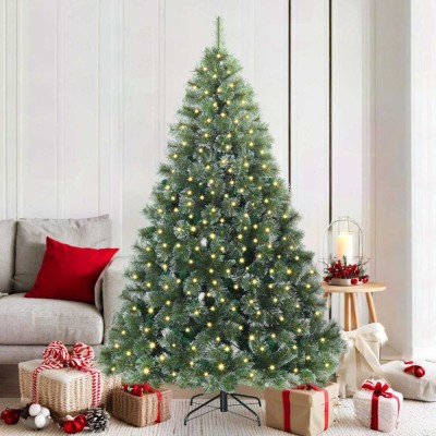 Brad de Crăciun artificial cu 300 LED Verde 180 cm PE și PVC foto