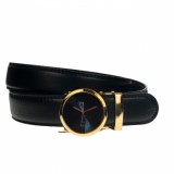 Curea barbati, casual-eleganta, din piele ecologica, latime 3.5 cm, negru - CK146N