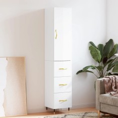 vidaXL Dulap &icirc;nalt, alb extralucios, 34,5x34x180 cm, lemn prelucrat