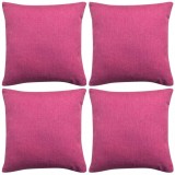 Set 4 Huse Perna Decorative Roz 40x40 cm VidaXL, Aspect In, Fete de Perna cu Fermoar, Huse Pernute Decor, Living Dormitor