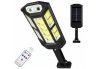 Lampă solară LED, 3 moduri, senzor de mișcare, 124 LED-uri, neagră, 24.5x11x3.5 cm, Oem