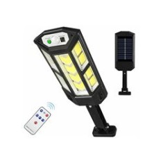 Lampă solară LED, 3 moduri, senzor de mișcare, 124 LED-uri, neagră, 24.5x11x3.5 cm