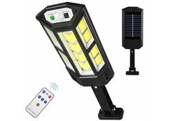 Lampă solară LED, 3 moduri, senzor de mișcare, 124 LED-uri, neagră, 24.5x11x3.5 cm foto
