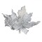 Ornament Crăciun Floare, Glitter și Paiete, Clips, 23 cm, Argintiu