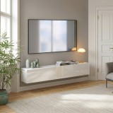 Comoda TV suspendata Evaton 180 cm alb lucios, 2 clapete