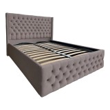 Pat Matrimonial Allegria tapitat cu somiera rabatabila diverse dimensiuni, culoare cappuccino - 160x200