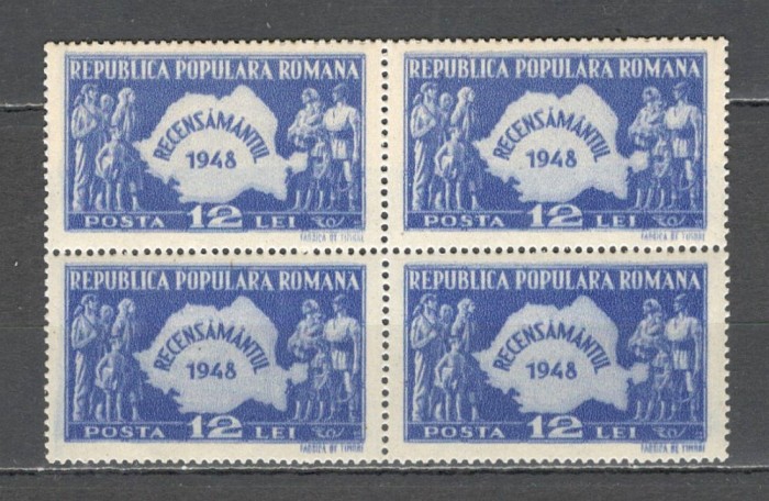 Romania.1948 Recensamintul bloc 4 ZR.142