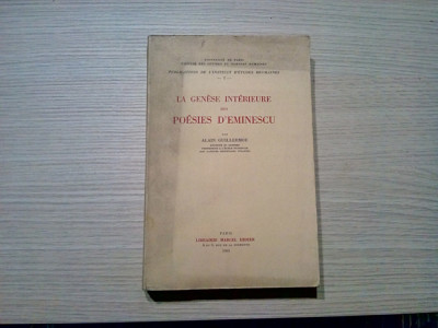 LA GENESE INTERIEURE DES POESIES D`EMINESCU - Alain Guillermou (autograf) -1963 foto