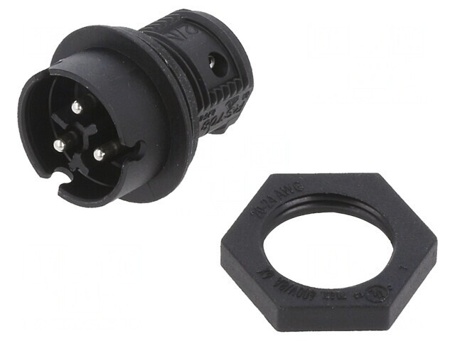Conector Circular Soclu RST Tată 3 PIN Argintat 8A 250V