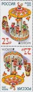 RUSIA 2015, EUROPA CEPT, tete-beche, serie neuzată, MNH foto