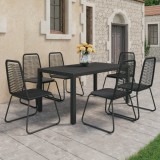 Cumpara ieftin Set mobilier de grădină, 7 piese, negru, ratan PVC