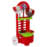Set Curatenie Copii Cărucior Roșu, 3 Piese - Mătură, Făraș, Perie, +3 Ani