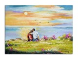 Cumpara ieftin Tablou indragostiti pictat manual living, dormitor, Impreuna pentru totdeauna, 70x50cm ulei pe panza, Constantin Feraru