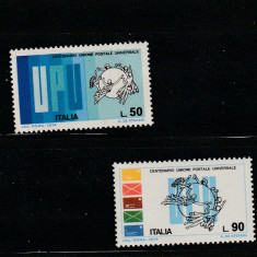 Italia 1974-UPU,Centenar,Serie 2 valori,dantelate,MNH,Mi.1465-1466