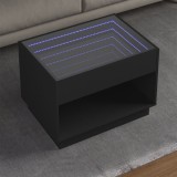 VidaXL Măsuță de cafea cu LED infinity, negru, 70x50x50 cm