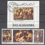 Ras Al Khaima 1970 Paintings, Religion, set+perf.sheet, used AL.007