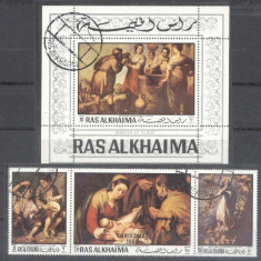 Ras Al Khaima 1970 Paintings, Religion, set+perf.sheet, used AL.007