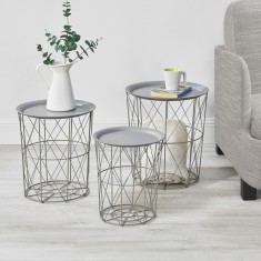 Masuta cafea Aurora set 3 buc masuri diferite gri deschis [en.casa] HausGarden Leisure foto