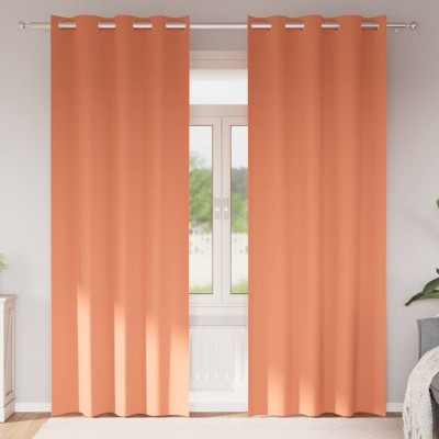 Perdele cu perdele 2 pcs Terracota 225 x 140 cm Poliester foto