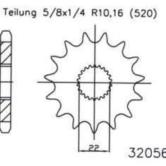 Pinion fata 13 dinti pas lant 520 - Aprilia AF1 - ETX - Europa - Classic - MX - Pegaso - Red Rose - RS - RX - SX - Tuareg 2T 125cc