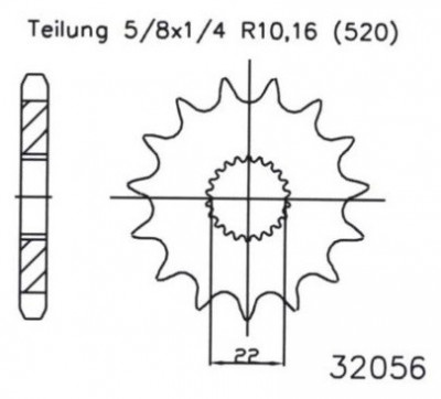 Pinion fata 16 dinti pas lant 520 - Aprilia AF1 - ETX - Europa - Classic - MX - Pegaso - Red Rose - RS - RX - SX - Tuareg 2T 125cc foto