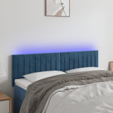 VidaXL Tăblie de pat cu LED, albastru &icirc;nchis, 144x5x78/88 cm, catifea