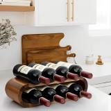 Suport elegant pentru vinuri, accesorii expunere sticle vin, din lemn natural